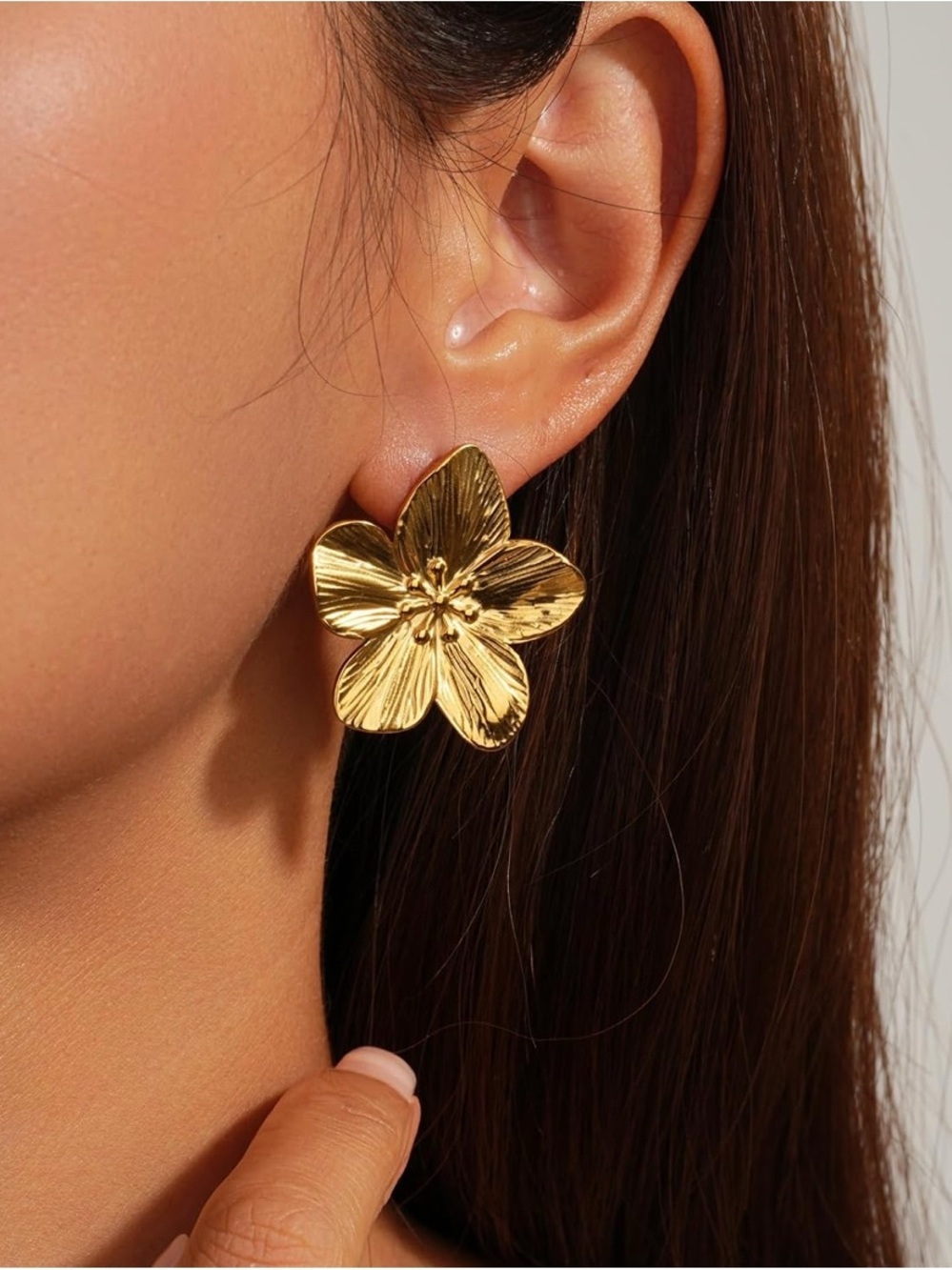 18k Gold Plated Lightweight Flower Statement Earrings